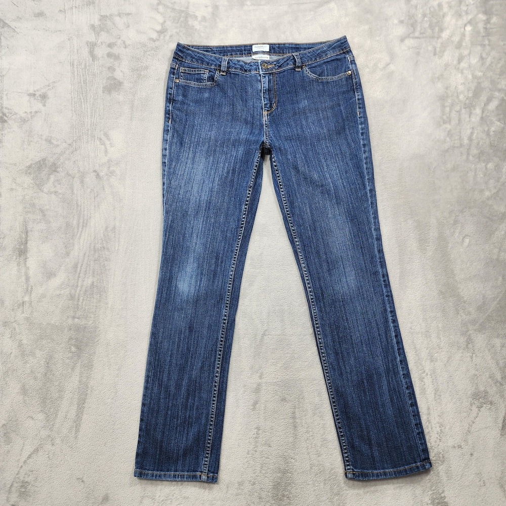 Liz Claiborne Jeans Womens 12 Blue Mid Rise Classic Fit Straight Stretch Denim - Picture 1 of 12